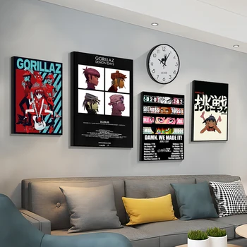 Gorillaz Качествени щампи и плакати Ретро декор на домашен бар и кафене в стил Kawai