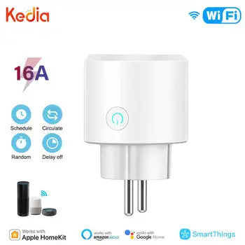 HomeKit WiFi EU Smart Socket Plug 16A Директна връзка към изхода на Гласово управление работи с Amazon Алекса Google Home Smartthings