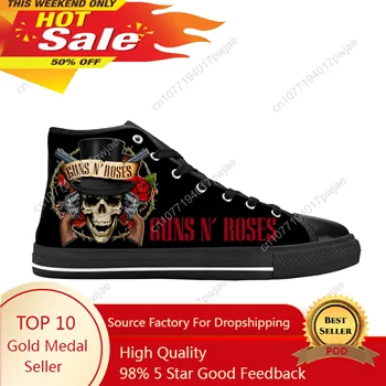 Hot Guns N Roses Rose Музика хеви-метъл-рок-група Ежедневни тъканта, обувки с висок берцем, Удобни дишащи Мъжки и дамски маратонки с 3D-принтом