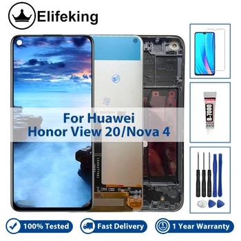 LCD Дисплей За Huawei Honor View 20 /V20/Nova 4 Дисплей Със Сензорен Екран Дигитайзер, Подмяна на Телефона В Събирането на Безплатни Инструменти за 100 Тестван