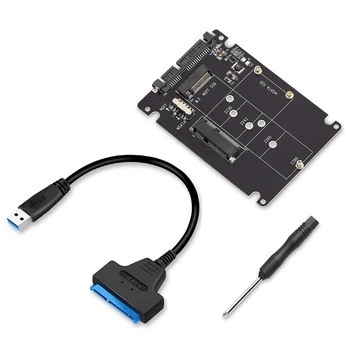 M. 2 Адаптер NGFF или MSATA на SATA 3.0, твърд диск с USB 3.0 към 2.5 SATA, конвертор 2 В 1, четене на карта с кабел за КОМПЮТЪР-лаптоп