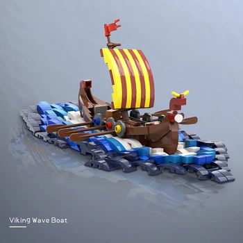 MOC; Лодка на Викингите; Пиратски Кораб-дракон; Тухли; Средновековни Военни Война; Лодка-Платноходка; Модел Градивен; Детска играчка; Подарък за рожден Ден