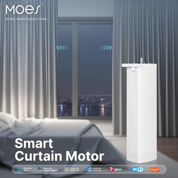 MOES WiFi / Zigbee Smart Curtain Motor, електрически открыватель завеси, безшумен за пердета, дистанционно управление, съвместимо с Алекса