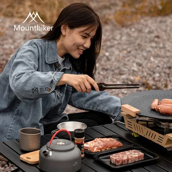 Mountainhiker, нова туристическа печка за барбекю, улей за яйца, маса за барбекю, скоба за съхранение от неръждаема стомана, кожена ръкав, плоча за барбекю