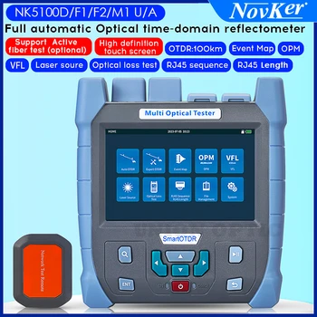 NOVKER Mini OTDR NK5100 SM ММ 22/24 db Оптичен Рефлектометр Със Сензорен Екран VFL OLS OPM Карта Събития Ethernet Кабелен Тестер