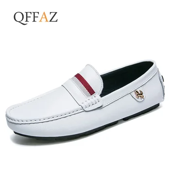QFFAZ/ Кожена мъжки ежедневни обувки, дишаща лоферы, мъжки мокасини от естествена кожа, Удобни обувки на равна подметка, мъжки обувки