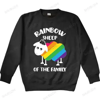 Svago degli uomini LGBT Arcobaleno Pecore Della Famiglia sweatshirt Bianca Manica Corta autumn hoody Personalizzate del Ragazzo