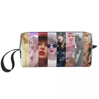 Taylors The Eras Tour, косметичка Swifties, косметичка за мъже и жени, красив колаж на певицата, чанта за тоалетни принадлежности, чанта за багаж, чанта