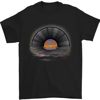 Vinyl плоча Sunset Запис LP, музикални мъжка тениска от 100% памук