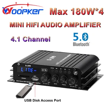 Woopker S-299 4,1-Канален Аудио Цифров Усилвател Bluetooth 5,0 Преносим Кола и Домашен Плеър с Двойно предназначение 4 * 40 W с Дистанционно Управление