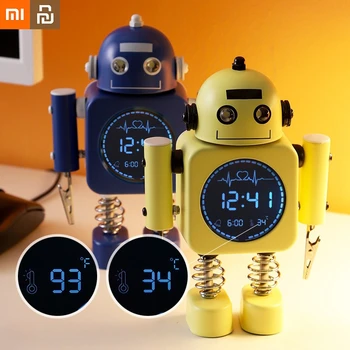 Xiaomi Robort Будилник, Термометър, Детски Многофункционални и настолни часовници, Нощни аларма, Snooze, Коледен подарък за бебе