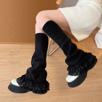 Y2K Дантелени Възли Зимни Чорапи За Жени, Момичета В Стил Пънк Обикновена Удобни Гамаши Ежедневни Изолирана Топли Дълги Чорапи Модни Подаръци