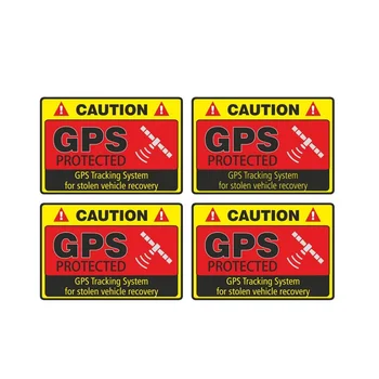 Автомобилна стикер с 4-кратно предупреждение, защитена от система за GPS проследяване на автомобили, Мотоциклети, външни аксесоари, стикери от PVC, 8 см * 5,2 cm