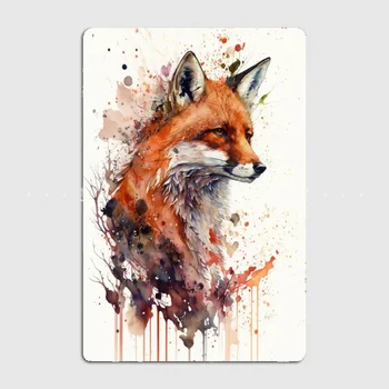 Акварел декор Fox с художествен Стенопис с образа на Природа, ще Превърнат Вашата къща и бар в Красива Художествена Галерия.