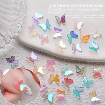 Аксесоари за маникюр Butterfly Искрящ Симфония, декорации за нокти под формата на пеперуди, кристали за нокти Aurora, 3D декорации за нокти