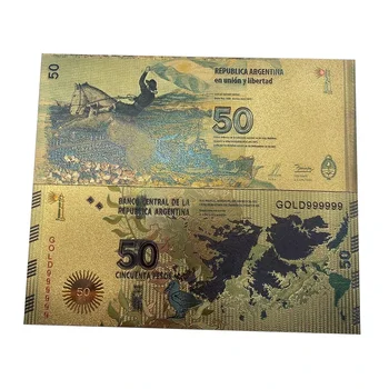 Банкнота от златно фолио Аржентина 50 100 1000 Песо Долар Възпоменателни Банкноти Сувенири Подарък декорация на плавателни съдове