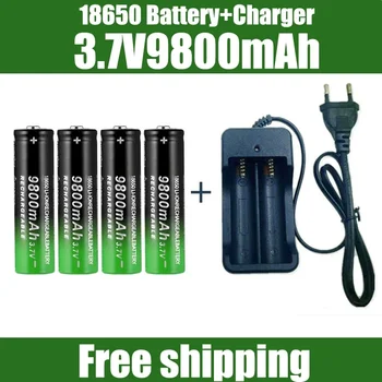 Батерия 18650 Акумулаторна батерия с Капацитет от 3,7 В 18650 9800 mah, литиево-йонна акумулаторна батерия за фенерче, батерия + зарядно устройство