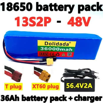Батерия за электровелосипеда 48v 36Ah 18650 литиево-йонна батерия 13S2P комплект за преобразуване на мотора bafang 1000w и зарядно устройство 54.6 V 2A + plug XT60/T