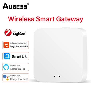 Безжично дистанционно управление Aubess Sasha Zigbee 3.0 Hub, Wifi Smart Home Bridge Кабелна Портал Smart Life Безжичен шлюз Smart 3.0