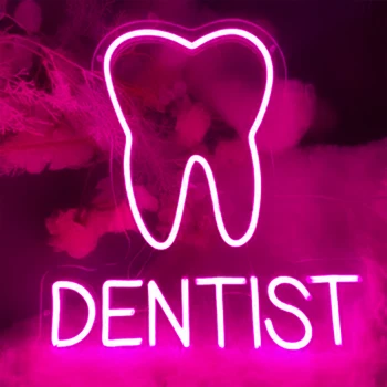 Безплатна доставка Неонова реклама на зъболекар по поръчка зъби неон led 110-120 В пълноцветен за реклама на дентална клиника