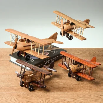Бижута от дървени модели на самолети са ръчно изработени в ретро стил, творчески дом, Гостна, Работно бюро, Офис, Кафене, Модел на самолета, Дървени изделия