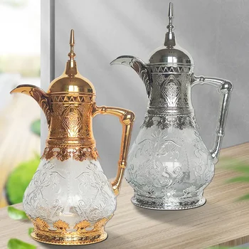 Близкоизточен Стил 1600 МЛ Стъклен Термос Плодов Сок Напитка Стъклена Кана Арабски Кафе машина За Домашно Приготвяне на Студен Чайник