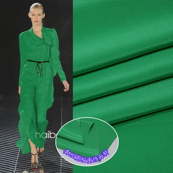Висококачествена однотонная тежка коприна крепдешиновая кърпа 30 мм зелена дрехи облечи коприна тъкани на едро коприна тъкани 137 см