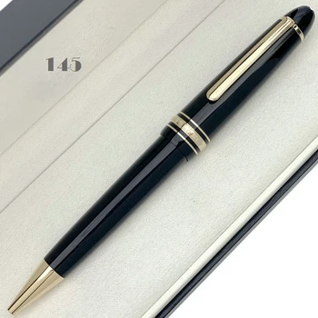 Висококачествени перьевые химикалки луксозни Gmt MB 145, топката мастило-rollerball от черна смола, канцеларски писма със сериен номер Office