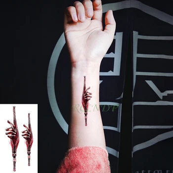 Водоустойчив временна татуировка Стикер на местопрестъплението Хелоуин Татуировка с цип Етикети Флаш Татуировка фалшиви татуировки за момичета, Жени, мъже