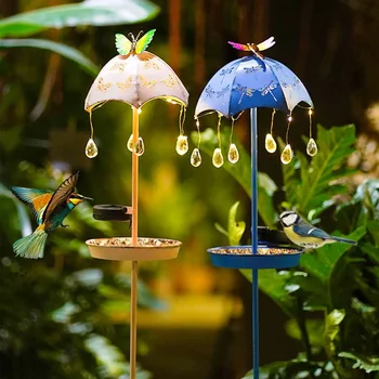 Външен градински лампа, чадър, дъждовна капка, наземна лампа, слънчев led чадър, украса на градината, А за птици, водоустойчив за градината