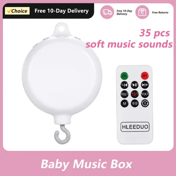 Въртящата Бебешко кошче-играчки Музикални Мобили Музикална Ковчег на 35 песни с дистанционно управление, Звънци за деца с USB линия