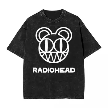 Выстиранные тениски Radiohead в стил хип-хоп, ретро, градинска облекло оверсайз, блузи с къс ръкав и графични щампи, тениски за мъже и жени