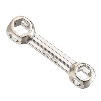 Гаечен ключ 10 в 1 Мини Преносим куче кост с шестигранными дупки Велосипеден гаечен ключ е Инструмент за ремонт на велосипеди Сребрист