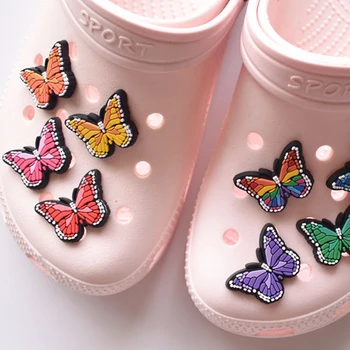 Гореща разпродажба, 1 бр. Аксесоари-пеперуда от PVC за Crocs, Висулки, е Иконата, Женски сабо, Обтегач, Детски Игли, Украса на обувки, Дънки, Подаръци за партита