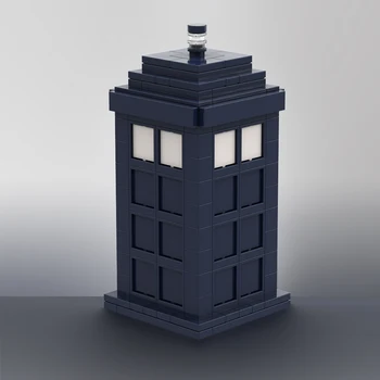 Градивните елементи на портала MOC Doctor Who Tardis Relative Синя телефонна будка Плочки градския пейзаж улично Тухли, Детски играчки, Подаръци