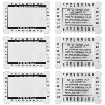 Гребенка за измерване на дебелината на влажна филм с двойно по скалата от 6 теми, правоъгълна гребенка за измерване на дебелината на влажна филм със скалата 1-80 Mils за терени и бои