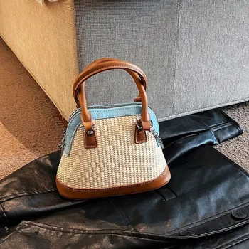 Дамска чанта, поясная чанта, Лятна нова сламена чанта, Тканая чанта за почивка на море, преносима чанта-месинджър
