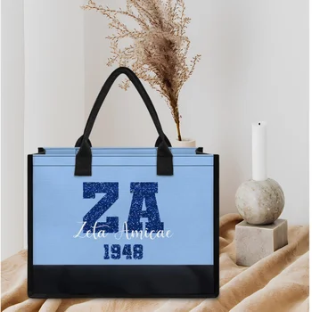 Дамска чанта с принтом Zeta Amicae, преносима чанта за пазаруване на плажа Friends of Zeta, Ежедневни дамски чанти, Реколта чанти за монети