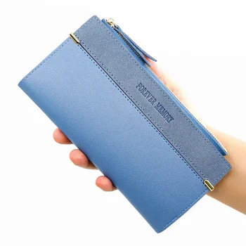 Дамско дълго кожено однотонная модна чанта-чанта, чанта за съхранение на карти, чанта за съхранение