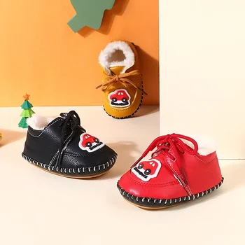 Детски Обувки за бебета, през есента и зимата на Руното Мека Подметка За помещения и на улицата 0-1 години Мъжки и Дамски Детски Обувки