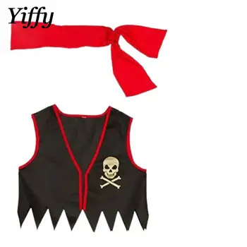  Детски пиратски костюм, пират жилетка, превръзка на главата в тон Детска програма, Представени на пиратски костюм за ролеви игри