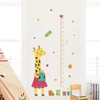 Диаграма на растежа на мама-Жираф, Стикер на стената на детската градина, Декорация на дома, Мярка растеж, Стенни картини на животни, PVC, Стикер за детска стая