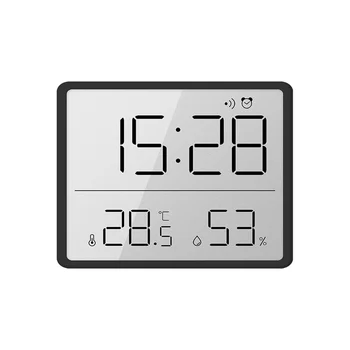 Дигитален влагомер-термометър с часовник, монитор влажността на въздуха, таймер-аларма за домашния офис, детската стая, както е показано на фигура