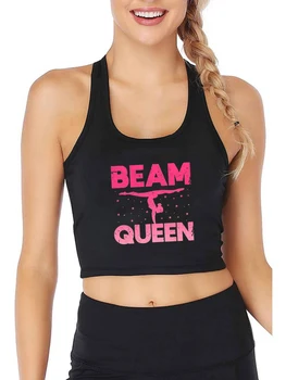 Дизайн Beam Queen, Секси монтиране съкратен топ, дамски гимнастически върхове за тренировки на дневник, памучен дишаща майк