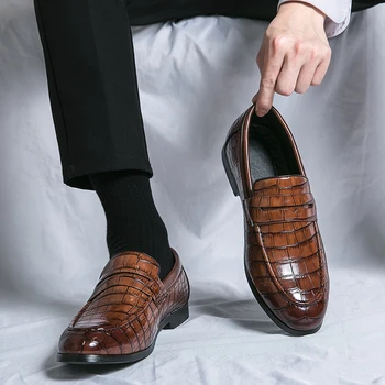 Дизайнерски модерни мъжки лоферы, кожена ежедневни бизнес ръчно изработени обувки, мъжки обувки за партита, сватбени празненства по-големи размери 38-48