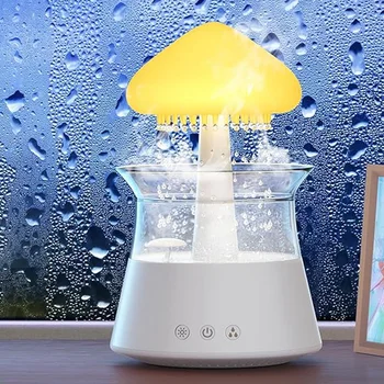 Дифузор Овлажнител Rain Cloud с дистанционно управление, Лампа за капково водопад, Гъби на дъжд, Звуци бял шум, Трайни Овлажнители на въздуха