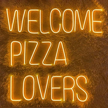 Добре дошли Любовник пица Неонова реклама Пицария Стенни гоблени Led неонови надписи Лого на ресторанта Декор на началната стая на Индивидуален неонова светлина