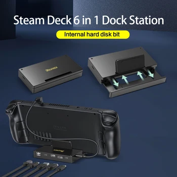 Докинг Станция за Steam Палуба с Вътрешен NVMe SSD 6 в 1 Метална Стойка-Възел USB C 4K USB3.2 PD Зарядно Устройство за Конзолата SteamDeck