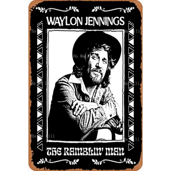 Един пътуващ човек Waylon Дженингс Плакат в ретро стил Метална Табела Домашен бар Пещерния Човек Декора на стените