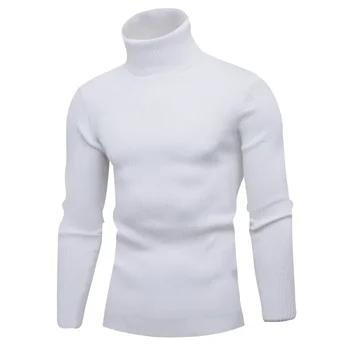 Есенно-зимен мъжки пуловер 2023 г., на Новост на Европа и Америка, Однотонная долната риза с висока воротом Фрайд Dough Twists